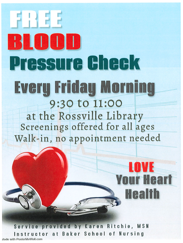 Blood Pressure Checks Now Available at Rossville Library - News Image